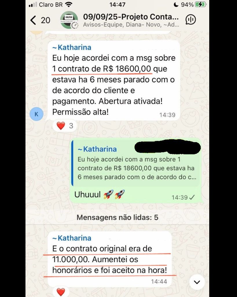 Depoimento sobre aumento de honorários